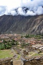 Views over the town from the Ollantaytambo archaeological site in the Sacred Valley