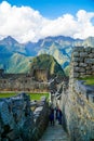 Panorama of the Machu Picchu or Machu Pikchu panoramic view in Peru. Machu Picchu is a Inca site located in the Cusco Region in Pe