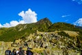 Panorama of the Machu Picchu or Machu Pikchu panoramic view in Peru. Machu Picchu is a Inca site located in the Cusco Region in Pe