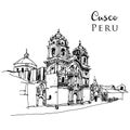 Cusco, Peru sketechy hand drawn illustration