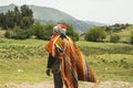 Cusco, PerÃÂº; December 20, 2018, native man, Peruvian elder, in ritual to coca