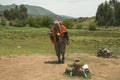 Cusco, PerÃÂº; December 20, 2018, native man, Peruvian elder, in ritual to coca