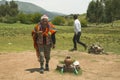 Cusco, PerÃÂº; December 20, 2018, native man, Peruvian elder, in ritual to coca