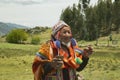 Cusco, PerÃÂº; December 20, 2018, native man, Peruvian elder, in ritual to coca