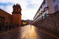 Cusco street with beautiful ancient architecture