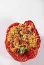 Cuscus, oven-roasted red pepper stuffed with couscous with vegetables