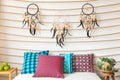 Cushions under dreamcatchers