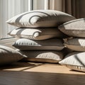 The cushions vary in texture, with some having a smooth fabr Royalty Free Stock Photo