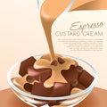 Espresso Custard Cream With Fruit Jelly : Vector Illustration
