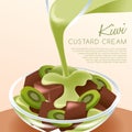 Kiwi Custard Cream With Fruit Jelly : Vector Illustration