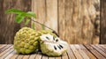 Custard apple on wooden table