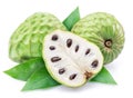 Custard apples or cherimoya fruits and slice of fruit isolated on white background Royalty Free Stock Photo