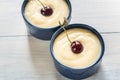 Custard with cherries Royalty Free Stock Photo