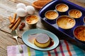 Custard Creme Caramel Flan dessert bain marie Royalty Free Stock Photo