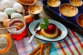 Custard Creme Caramel Flan dessert bain marie Royalty Free Stock Photo