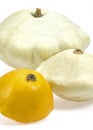 Custard Marrow or Custard Squash, cucurbita pepo, Gourds against White Background Royalty Free Stock Photo