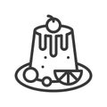 Custard pudding, sweets and dessert outline icon