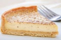 Custard tart slice on a plate. Royalty Free Stock Photo