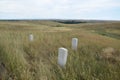 Custers last stand field markers at edge of main battlefiels site.