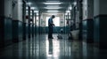 custodial worker wearing protective gloves and a uniform, carefully cleaning the floor Royalty Free Stock Photo