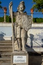 Custodian Angel represented by a stone statue. Episcopal garden of Castelo Branco