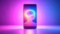 AI Mind and Smartphone Concept â Digital Brain in Futuristic Interface. Ai Generated Royalty Free Stock Photo