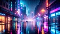 Neon Echoes in the Flooded City Royalty Free Stock Photo