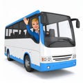 Busdriver working on a bus cartoon Royalty Free Stock Photo