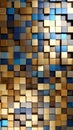 Abstract 3D cube pattern background in gold blue and gray colors modern design Royalty Free Stock Photo