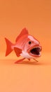 Stylized red fish with open mouth on orange background Royalty Free Stock Photo