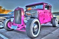 Custom American 1930s pink Ford hot rod
