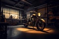 Custom bobber motorbike standing, business, transportation