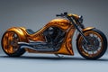 Custom-built chopper motorcycle isolated on grey background Royalty Free Stock Photo