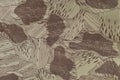 Custom camouflage texture pattern, horizontal pale green tan taupe brown textured camo background, old aged weathered cotton twill