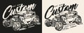 Custom car vintage monochrome print Royalty Free Stock Photo