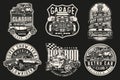 Custom cars vintage monochrome badges