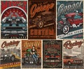 Custom cars vintage posters composition