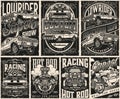 Custom cars vintage posters set