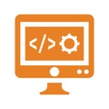 Custom coding, developer, programming icon. Orange color vector graphics Royalty Free Stock Photo