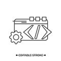 Custom coding icon. Web page and gear, concept pictogram of custom service web programming Royalty Free Stock Photo