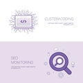 Custom Coding And Seo Monitoring Template Web Banner With Copy Space