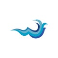 Custom Creative Blue Ocean Water Waves logo Design Vector Royalty Free Stock Photo