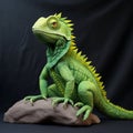 Realistic Iguana Model On Rock: Inspired By Mark Henson\'s Style
