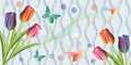 Custom 3D tulip flowers Wall Mural Wallpaper - Image