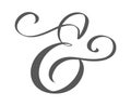 Custom decorative ampersand isolated on white. Hand written calligraphy, vector illustration. Great for wedding