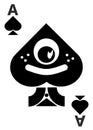 A custom design of the Ace of Spades card in a deck of poker cards white backdrop Royalty Free Stock Photo