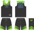 Custom Design basketball t-shirt uniform kit, basketball jersey template. front and back view shirt and shorts mock up