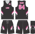 Custom design Basketball uniform sports jersey, shorts, socks template for basketball club. Front and back view sports t-shirt