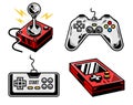 Set collection of retro vintage modern video game controller