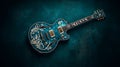 Custom Designed Blue Electro-Guitar Royalty Free Stock Photo